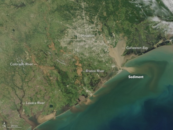 Satellite image of flooding in Texas
