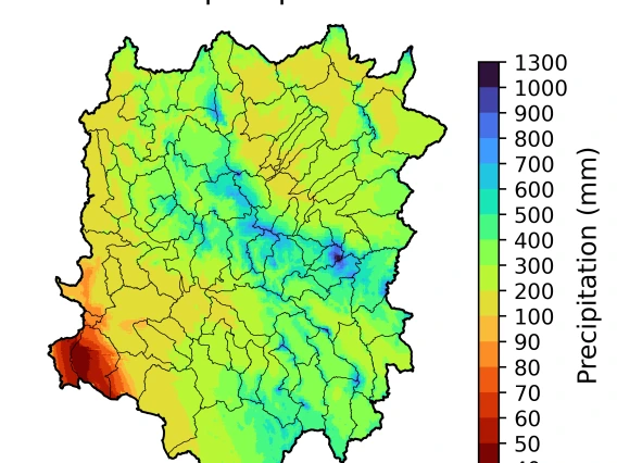 Long-term mean (1981-2020) annual precipitation gridded NWM output
