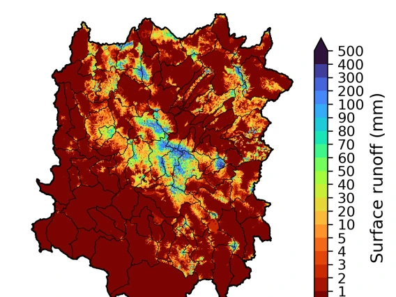 long-term mean (1981-2020) annual surface runoff (Gridded)