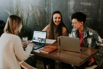 students working at a table